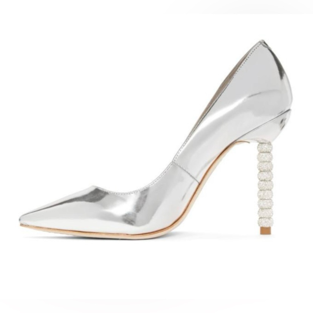 Sophia Webster Coco silver metallic pointed toe pumps EU 40 or US 9.5 New!